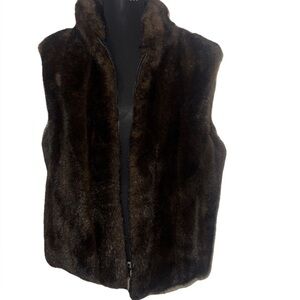 Brown Faux Fur Vest Size XL Reversible